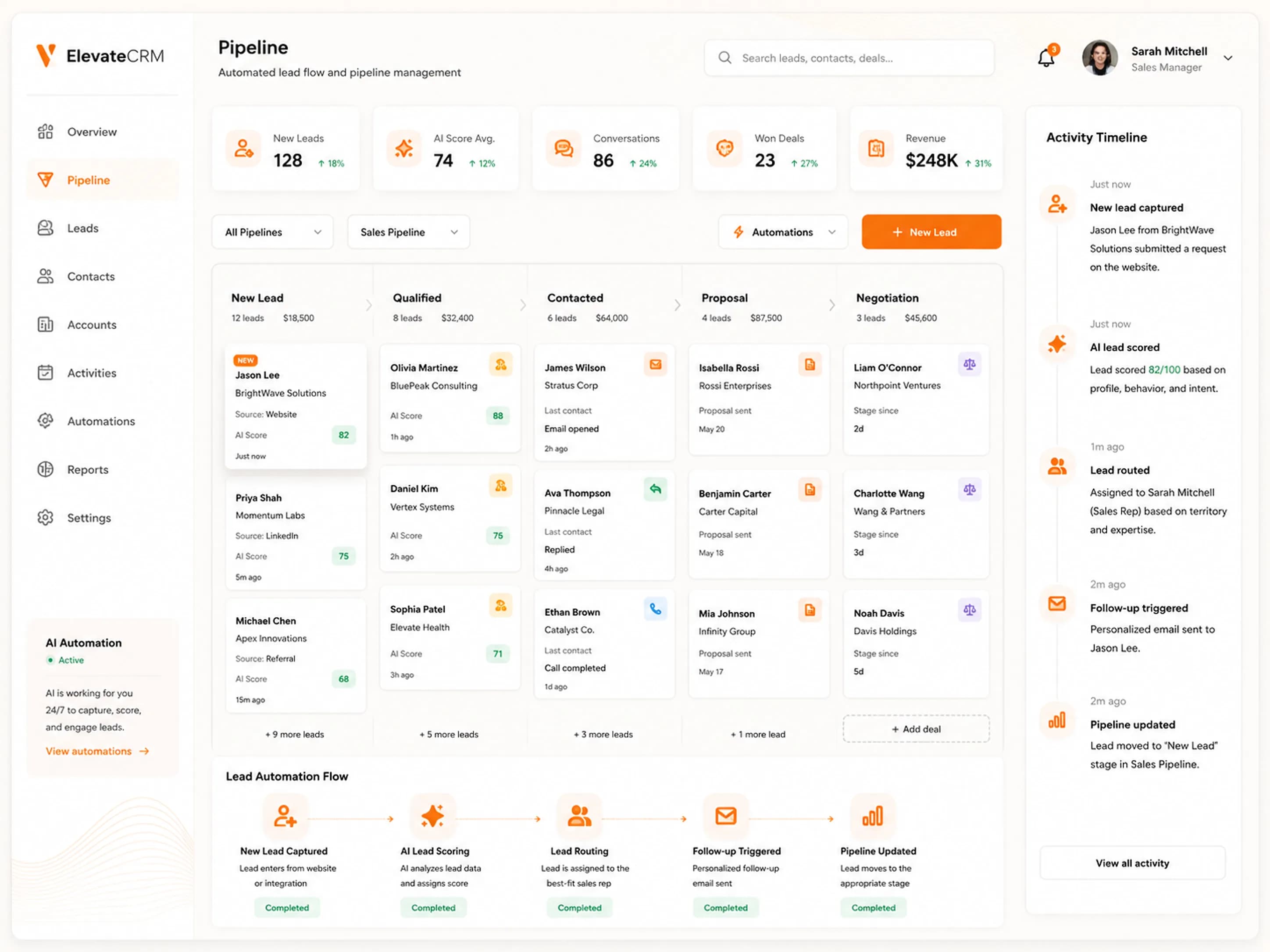 CRM Pipeline Automation — automation system interface (concept)