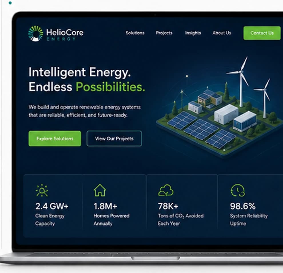 HelioCore · Website — brand application